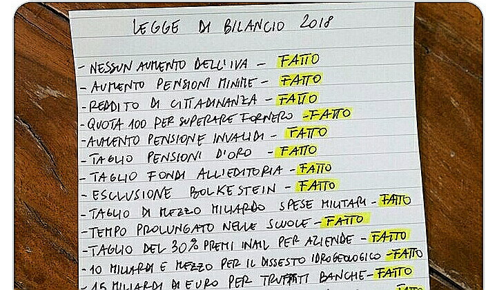 Di Maio pubblica la lista delle cose entrate nella legge di bilancio article-post
