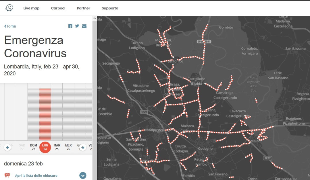 Coronavirus Nord Italia: l’app gratuita Waze che segnala le strade chiuse al transito article-post