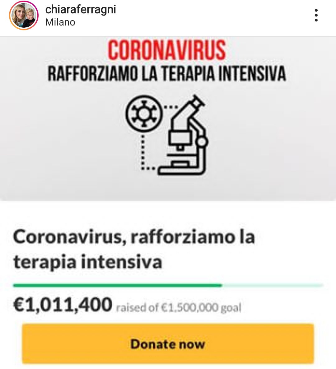 Coronavirus, Chiara Ferragni e Fedez lanciano la raccolta fondi: 1 milione di euro in 5 ore article-post