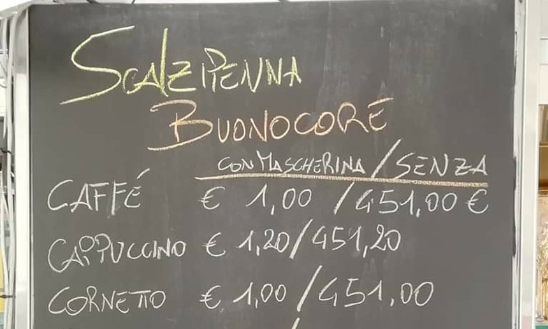 Iniziativa di un bar calabrese: il caffè da 1 euro senza mascherina costa 451 euro article-post