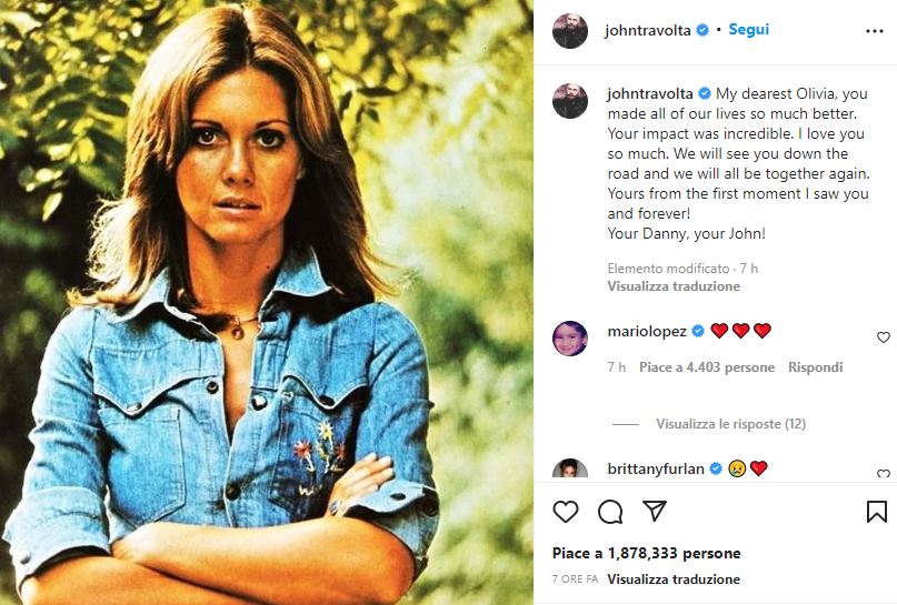 Olivia Newton-John morte, il cordoglio social di John Travolta: “Tuo per sempre Danny” article-post