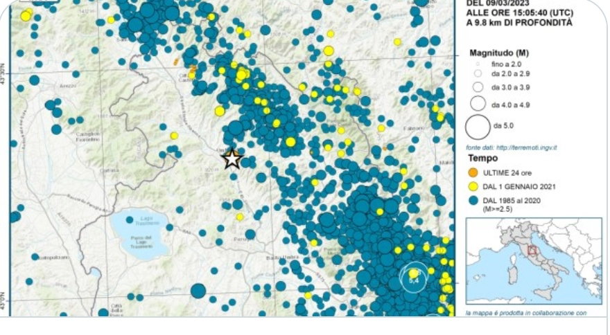 Forte terremoto scossa di magnitudo 4.3 fino a 4.8 con epicentro a Umbertide (Perugia) avvertita fino a Firenze article-post