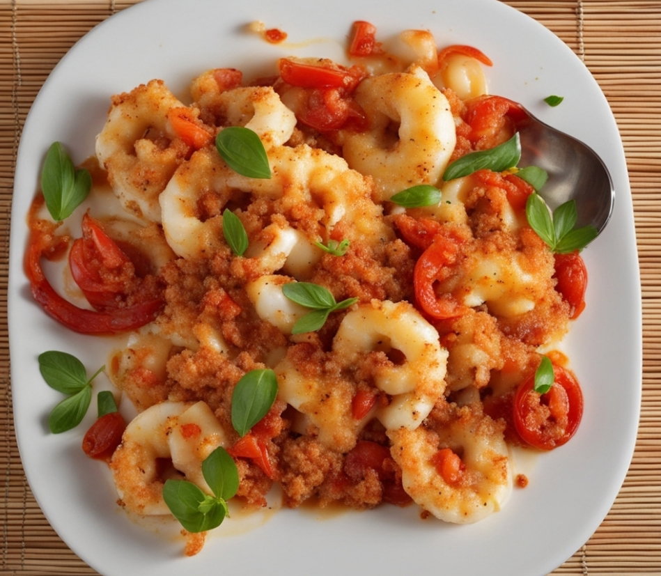 Calamari e gamberi gratinati con pomodorini pachino in friggitrice ad aria article-post