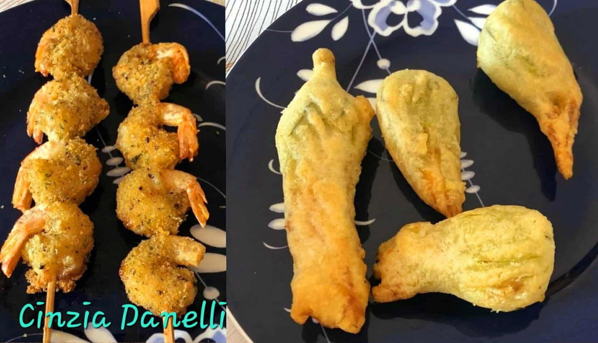 Spiedini di gamberi e fiori di zucca in pastella, come cuocere cibi surgelati in friggitrice ad aria article-post