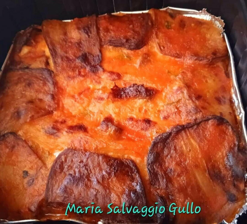 Ziti con melanzane in friggitrice ad aria, la parmigiana di pasta preview