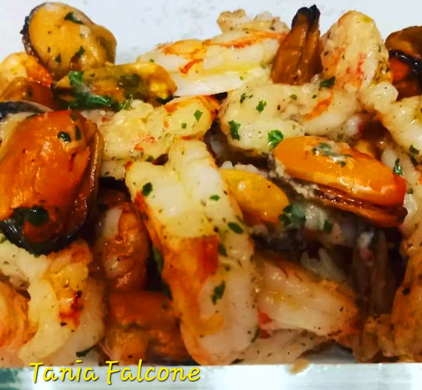 Cozze e gamberi in friggitrice ad aria, al sapore di arancia preview