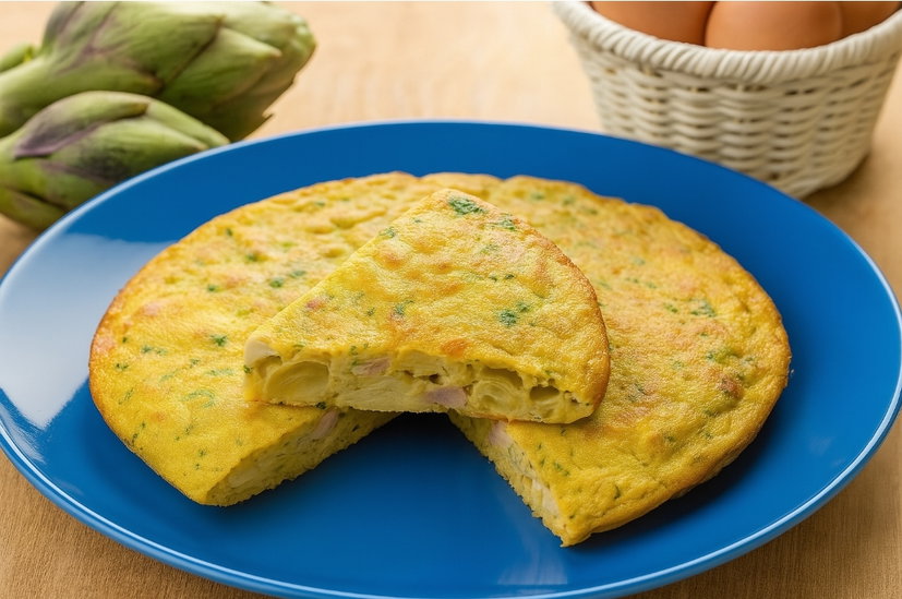 Frittata di carciofi, provola e prosciutto in friggitrice ad aria: infografica preview