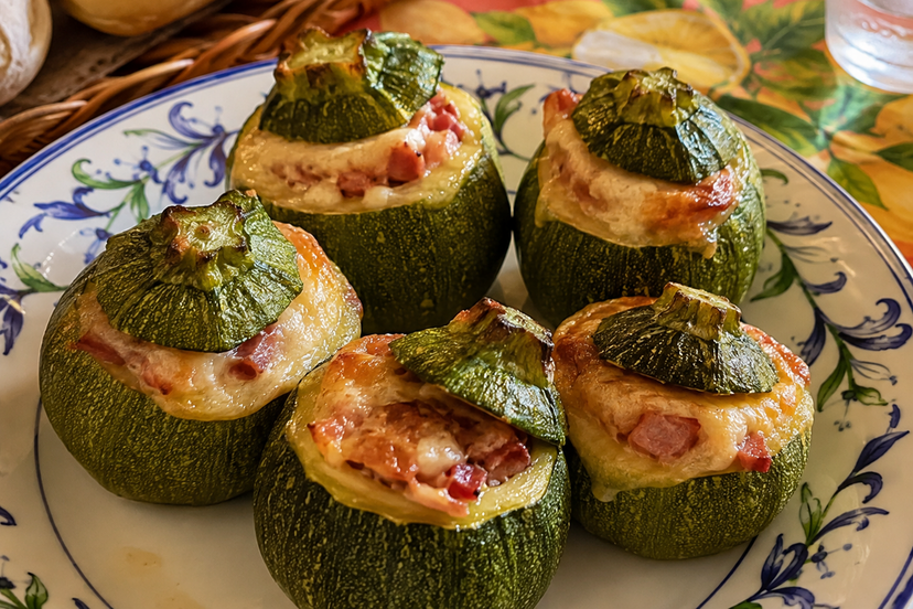 Zucchine tonde ripiene di prosciutto e scamorza in friggitrice ad aria preview