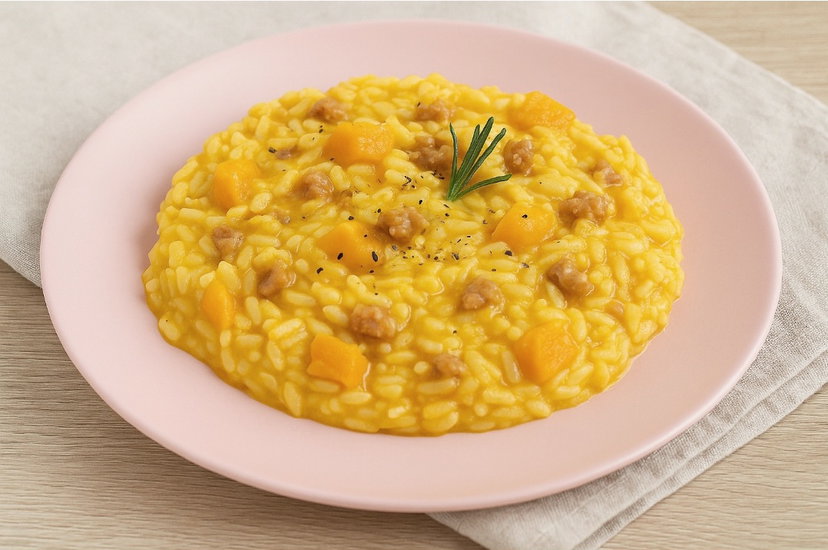 Riso con zucca e salsiccia in friggitrice ad aria preview