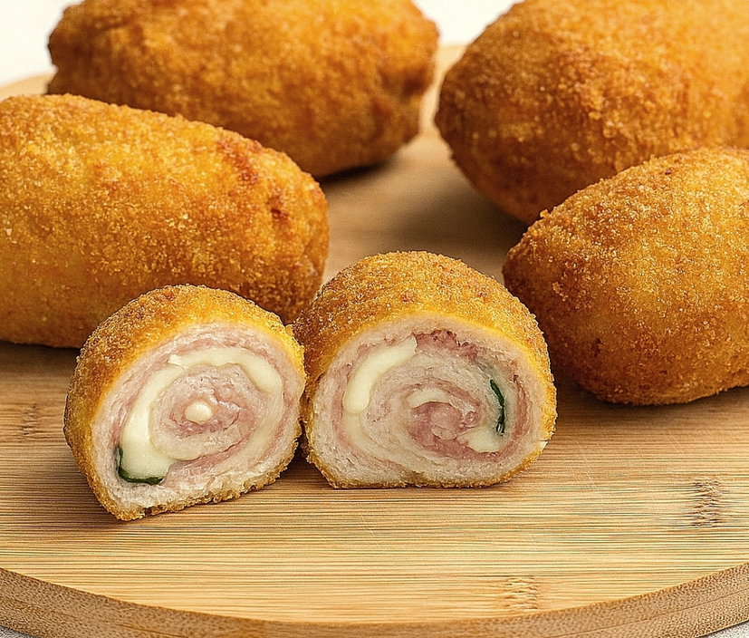 Involtini di pollo con zucchine crude, formaggio e prosciutto cotto in friggitrice ad aria preview