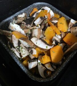 Zucca e funghi in friggitrice ad aria