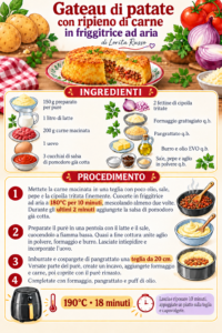 Gateau di patate con ripieno di carne in friggitrice ad aria