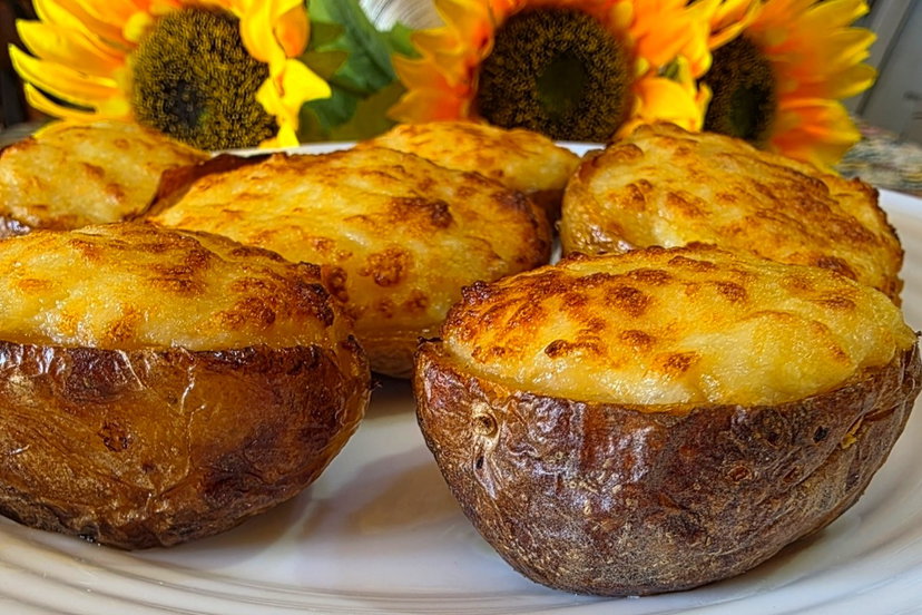 Patate ripiene in friggitrice ad aria, cremosissime dentro e dorate fuori preview