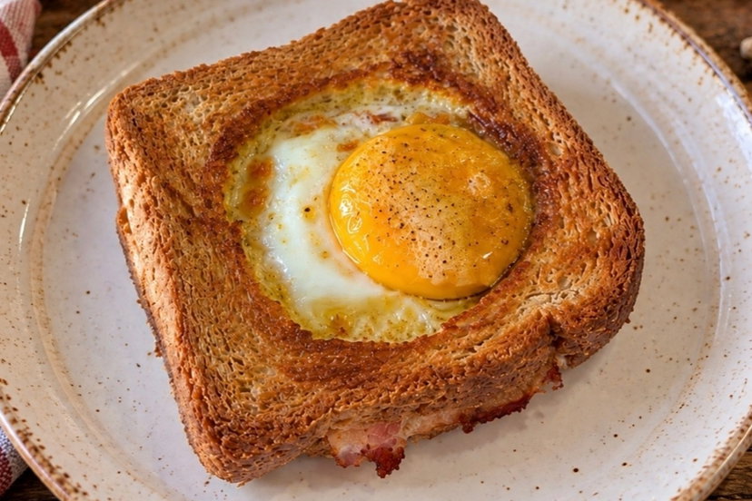 Toast con uovo al centro in friggitrice ad aria, crea gli eggs toast per la colazione salata velocissima preview