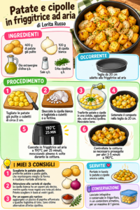Patate e cipolle in friggitrice ad aria