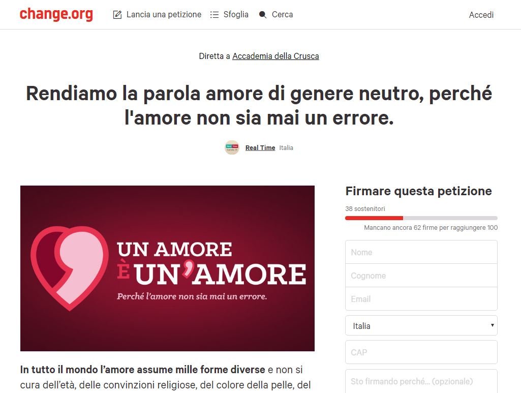 real time amore san valentino apostrofo petizione