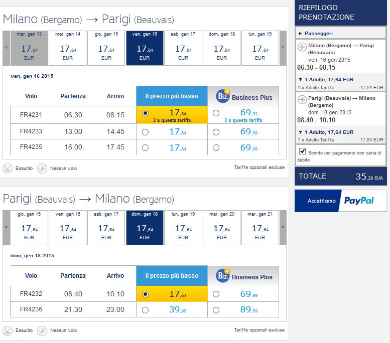 Tanti voli Ryanair per l'Europa a € 17