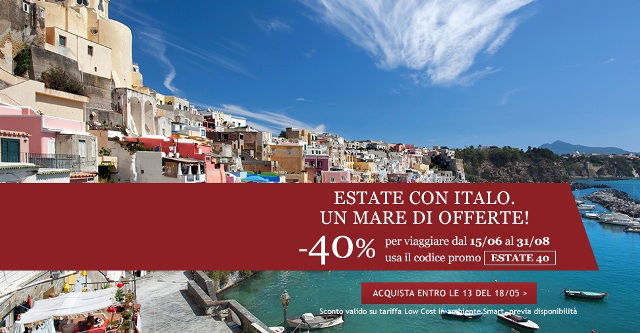Per l'estate treni Italo scontati del 40%