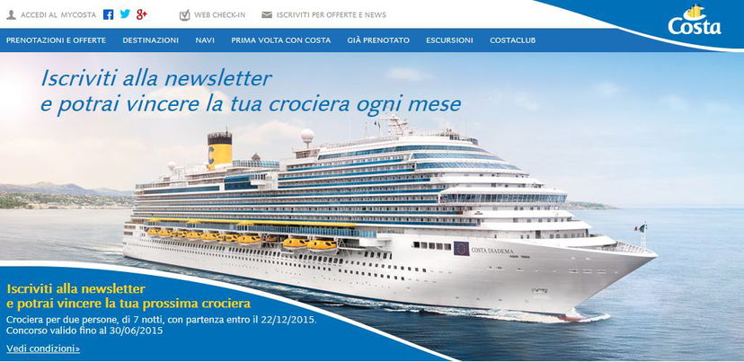 Concorso per vincere un crociera Costa preview