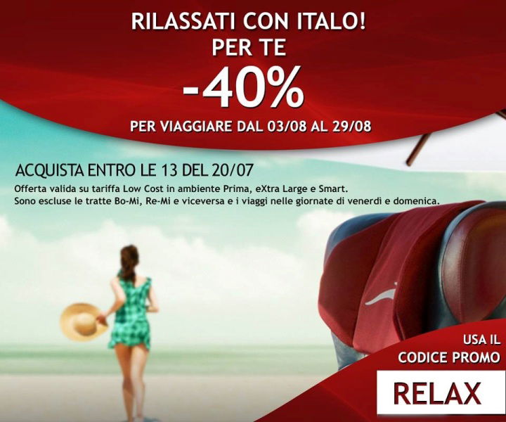 Per agosto treni Italo scontati del 40% preview