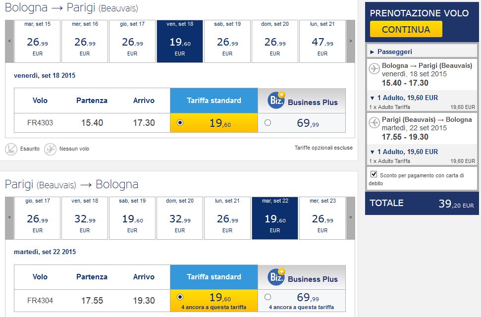 Voli low cost per Parigi a partire da € 9,99