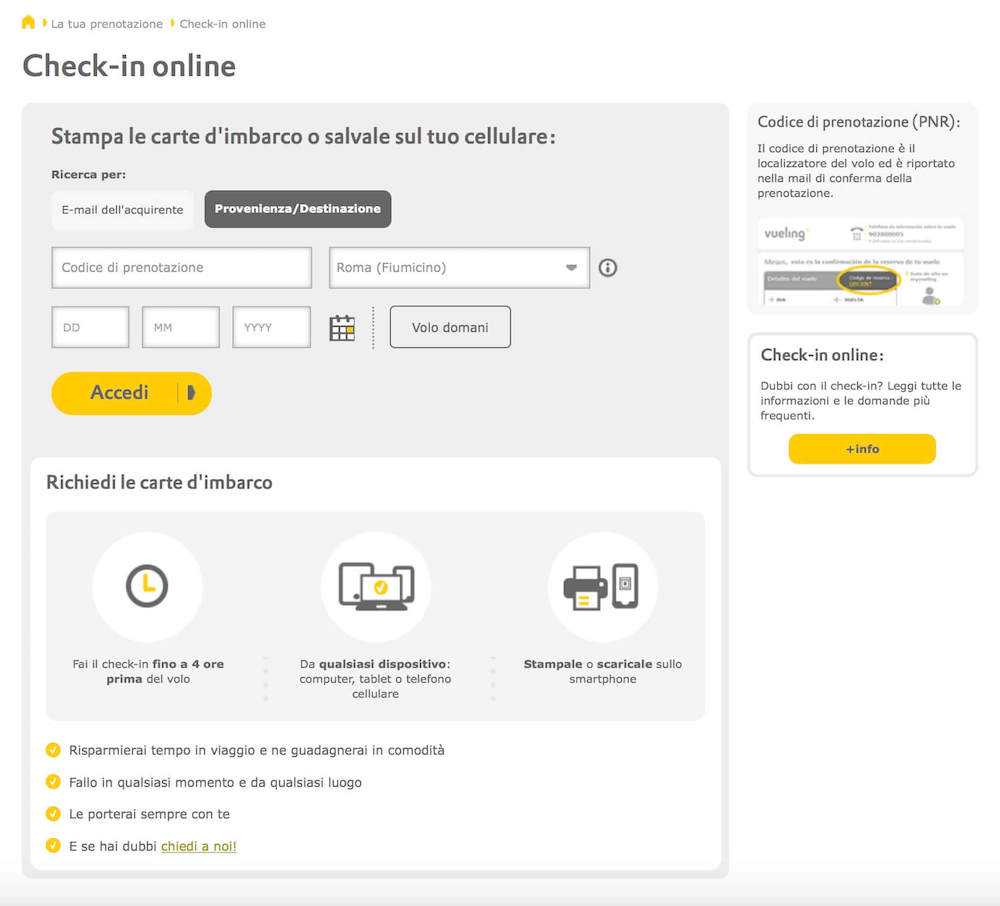 Checkin online Vueling come farlo. Guida completa