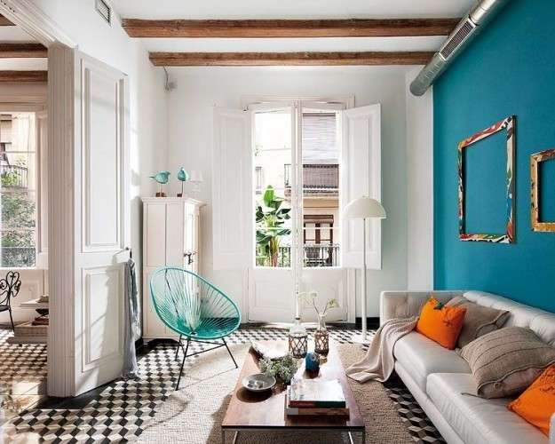 Idee pareti. idee abbinamento colori pareti soggiorno grigio e ... Pareti colorate salotto