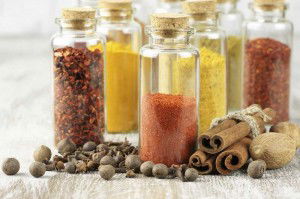 Spices in bottles